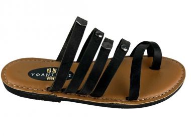 Γυναικείες Δερμάτινες Παντόφλες Εξόδου | Υφαντίδης | 680991 | Μαύρο - Υφαντίδης - 